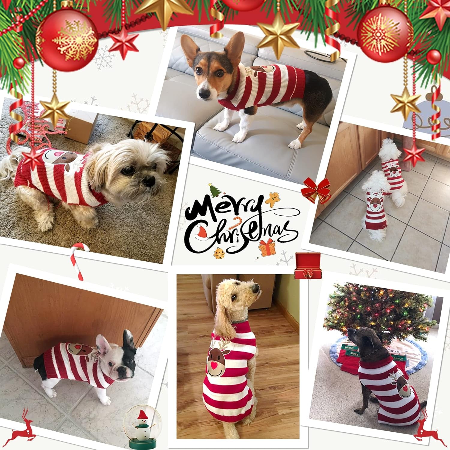 Dog Reindeer Sweaters Dog Sweaters New Year Christmas Pet Clothes for Small Dog and Cat (Red, X-Small)