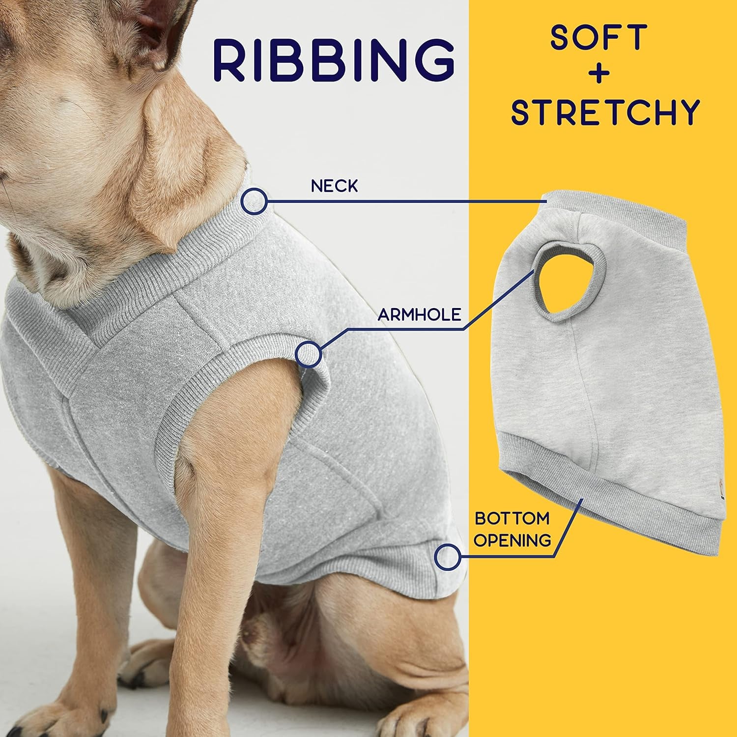 Cozy Stretch Cotton Dog Sweatshirt Vest - Perfect Fit for Small, Medium & Large Dogs (Medium, Royal Blue)