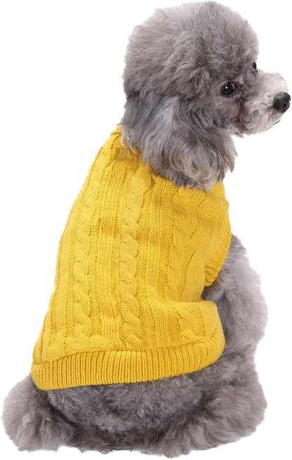 Knitted Winter Sweater for Small Dogs and Cats - Warm Yellow Sweatshirt for Puppies and Kittens