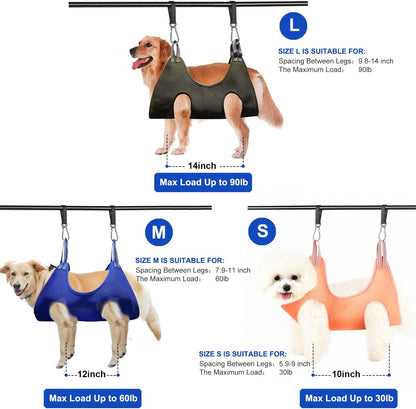 Durable Pet Grooming Hammock for Dogs and Cats, Adjustable Support with Maximum Weight Capacity of 65 lbs (Legs Spacing: 5.9" - 14.2")
