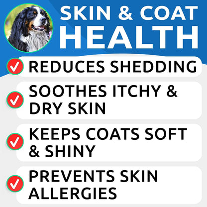 Omega-3 Fish Oil Treats for Dogs - 360 Count - Supports Shedding, Skin Allergies, Itch Relief, Hot Spot Treatment, Joint Health, and Skin & Coat Health - Rich in EPA & DHA Fatty Acids from Salmon Oil