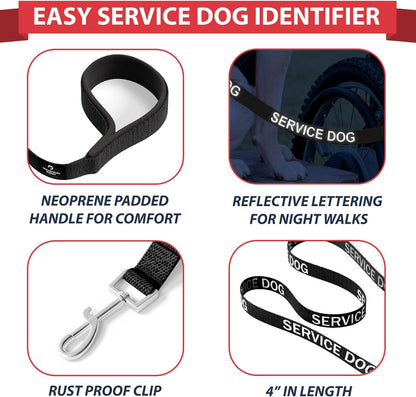 Professional Service Dog Vest and Leash Set with Adjustable Hook and Loop Straps - Available in Sizes XXS to XXL - Features Reflective Patch and Breathable Mesh Design (Black, XXS)