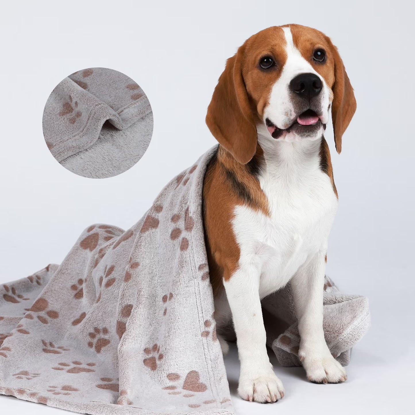 Large Dog Fleece Blanket - Washable Pet Blanket for Bed and Couch Protection with Adorable Paw Print Design
