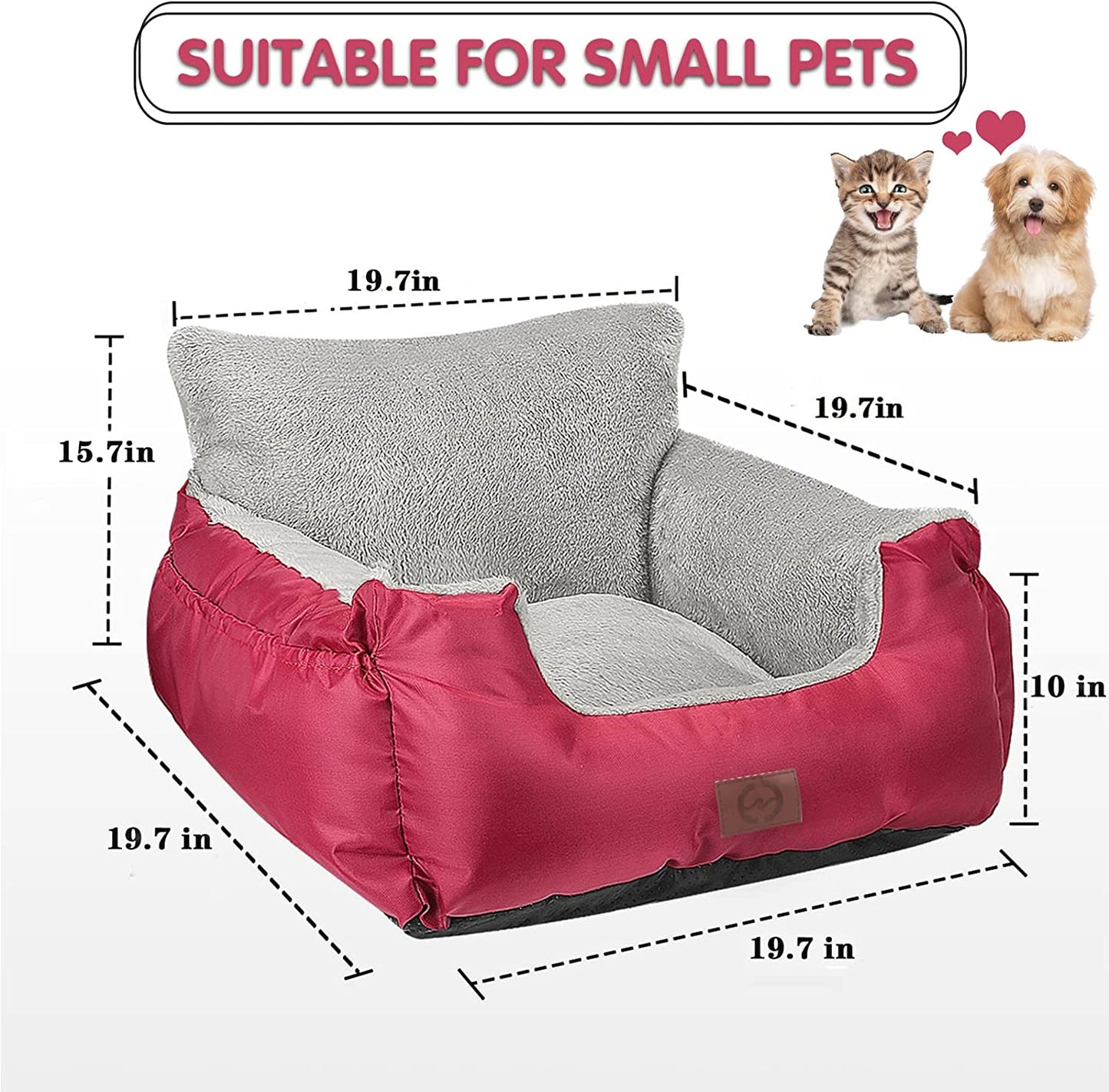 Premium Dog Car Seat for Small Breeds - Cozy, Washable Bed with Storage Pocket and Safety Leash - Portable Travel Booster Carrier