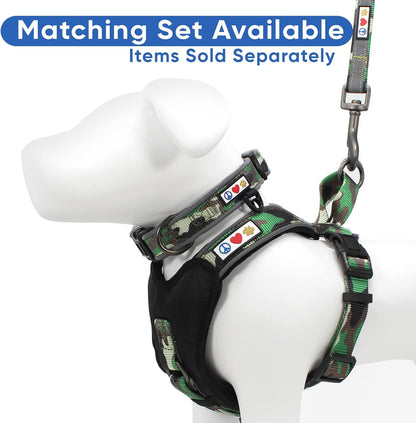 Stylish Camo Green & Black Medium Padded Dog Collar for Ultimate Comfort