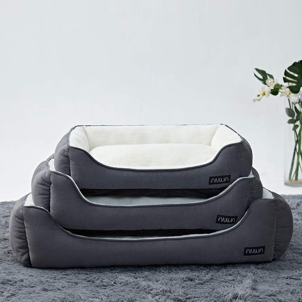 Medium Dog Bed for Large Breeds, Washable Deep Grey Pet Bed, 24 Inch
