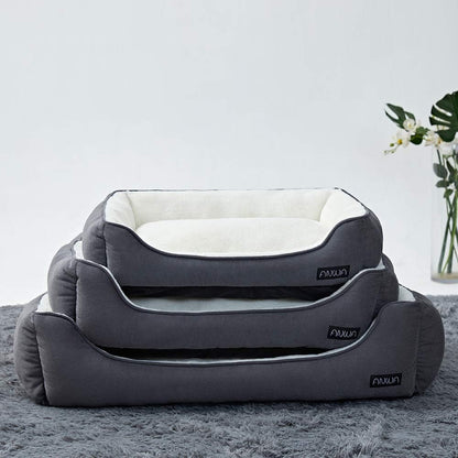 Medium Dog Bed for Large Breeds, Washable Deep Grey Pet Bed, 24 Inch