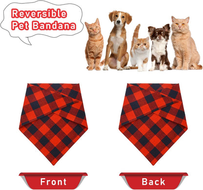 2 Pack Dog Bandana Christmas Classic Plaid Pet Bandana Scarf Triangle Bibs Kerchief Set Pet Costume Accessories Decoration for Small Medium Large Dogs Cats Pets