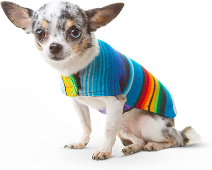 Stylish Blue Handcrafted Dog Poncho from Authentic Mexican Blanket - Perfect for Large Dogs!