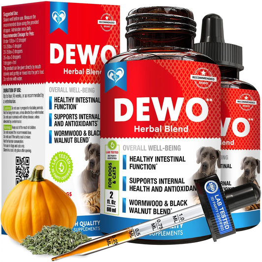 Natural Intestinal Defense for Dogs and Cats - Herbal Cleanse with Wormwood and Black Walnut for Healthy Gut Flora Balance - Advanced Broad Spectrum Formula - 2 Pack (60 mL)