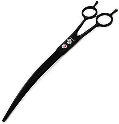 9-Inch Downward Curved Blade Pet Grooming Scissors for Professional Left-Handed and Right-Handed Groomers with Carrying Bag (Black)