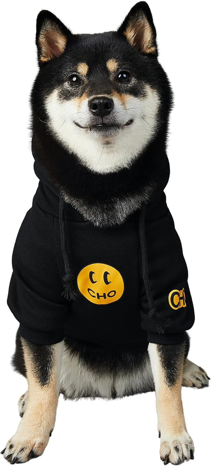 Stylish Smiley Dog Hoodie - Fashionable Cotton Sweater for Small to Large Dogs & Cats (2XL, Black)