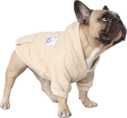 Stylish Khaki Hoodies for French Bulldogs, Pugs, English Bulldogs, Boston Terriers, Pitbulls, and Corgis - XLarge Sweatshirt for Ultimate Comfort