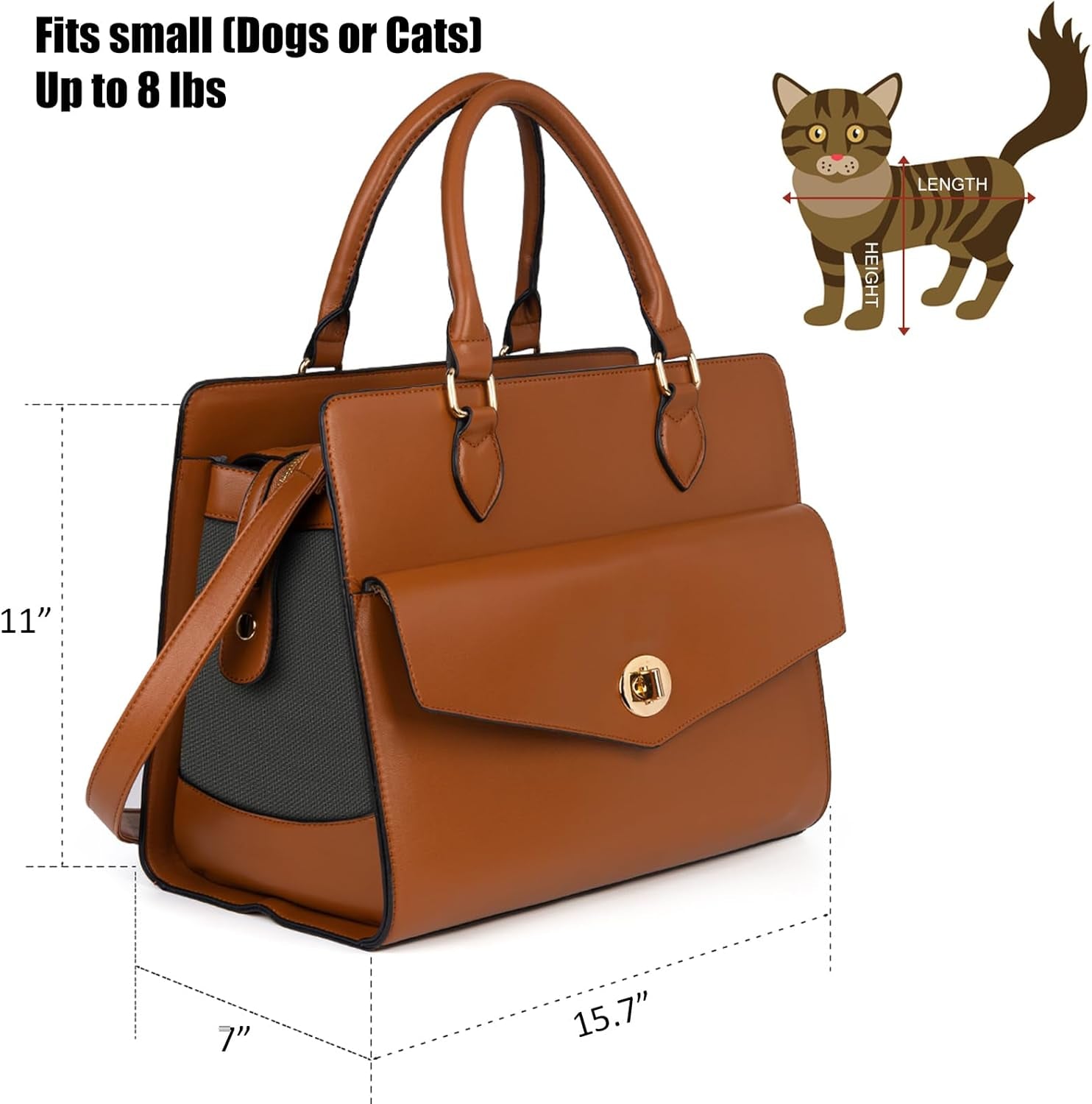 Premium Leather Pet Carrier Purse for Small Dogs and Cats - Airline Approved Soft-Sided Bag
