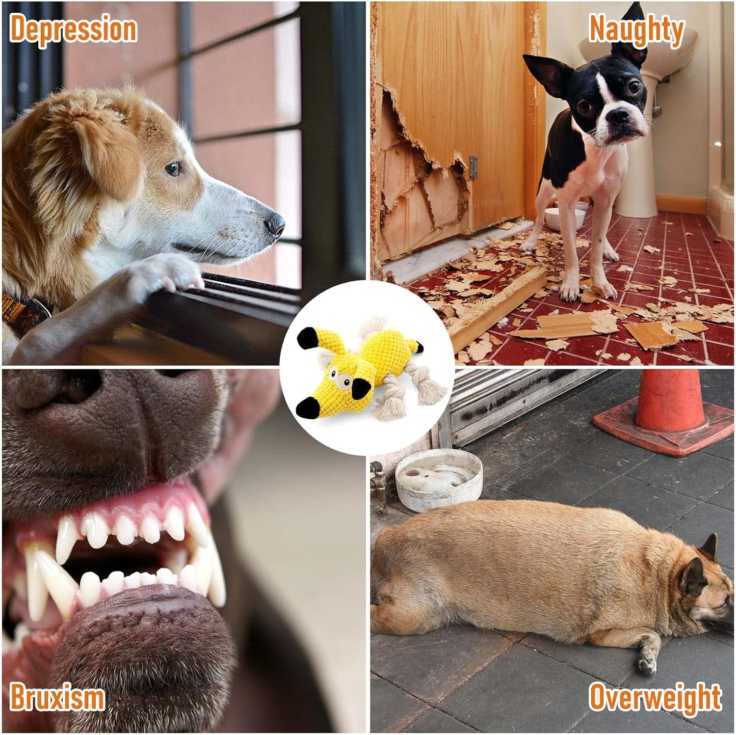 Squeaky Dog Chew Toy with Crinkle Paper - Durable Stuffed and Rope Toys for Teeth Cleaning, Ideal for Small to Medium Dogs