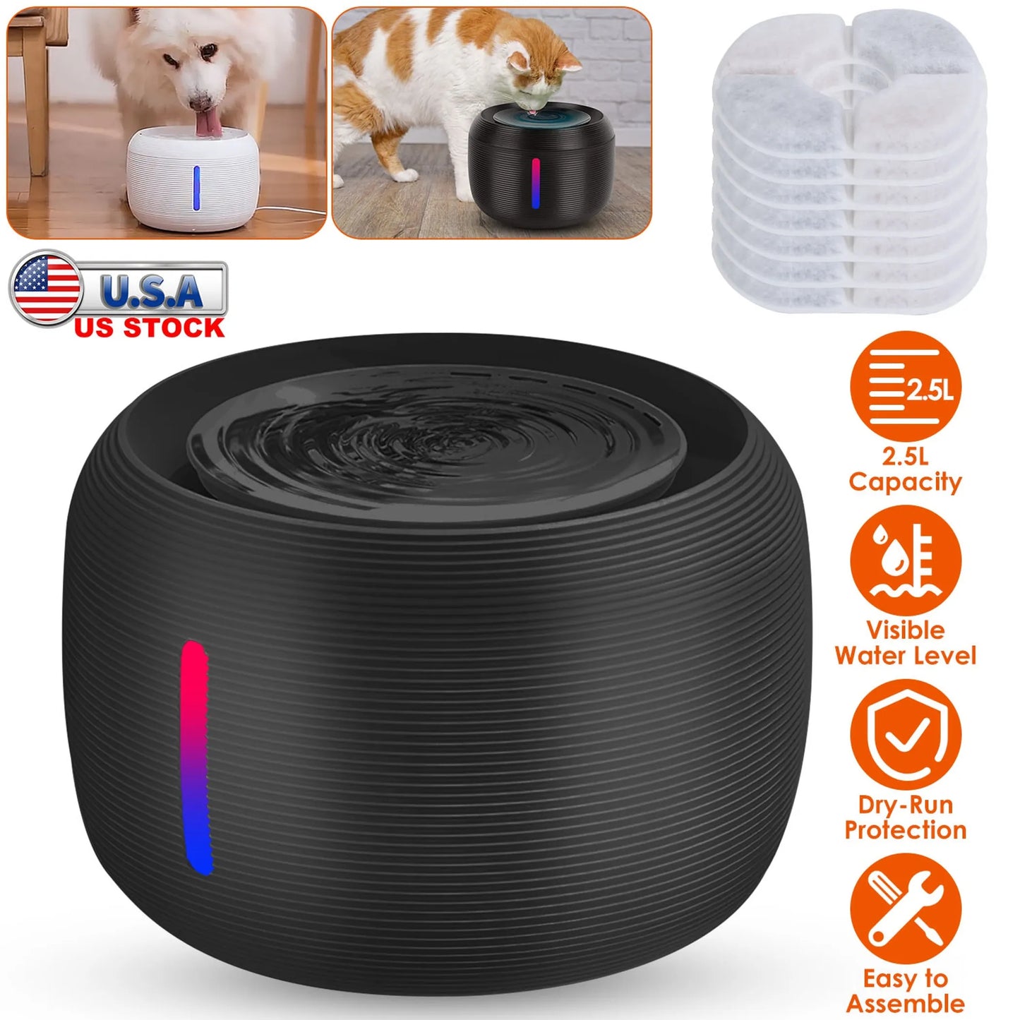 2.5L 84.54OZ Pet Water Fountain Smart Pet Drinking Fountain