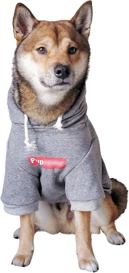 Trendy Pup Dog Hoodie & Sweater - Cozy Gray Cotton Sweatshirts for Cats & Puppies - Sizes S, M, L