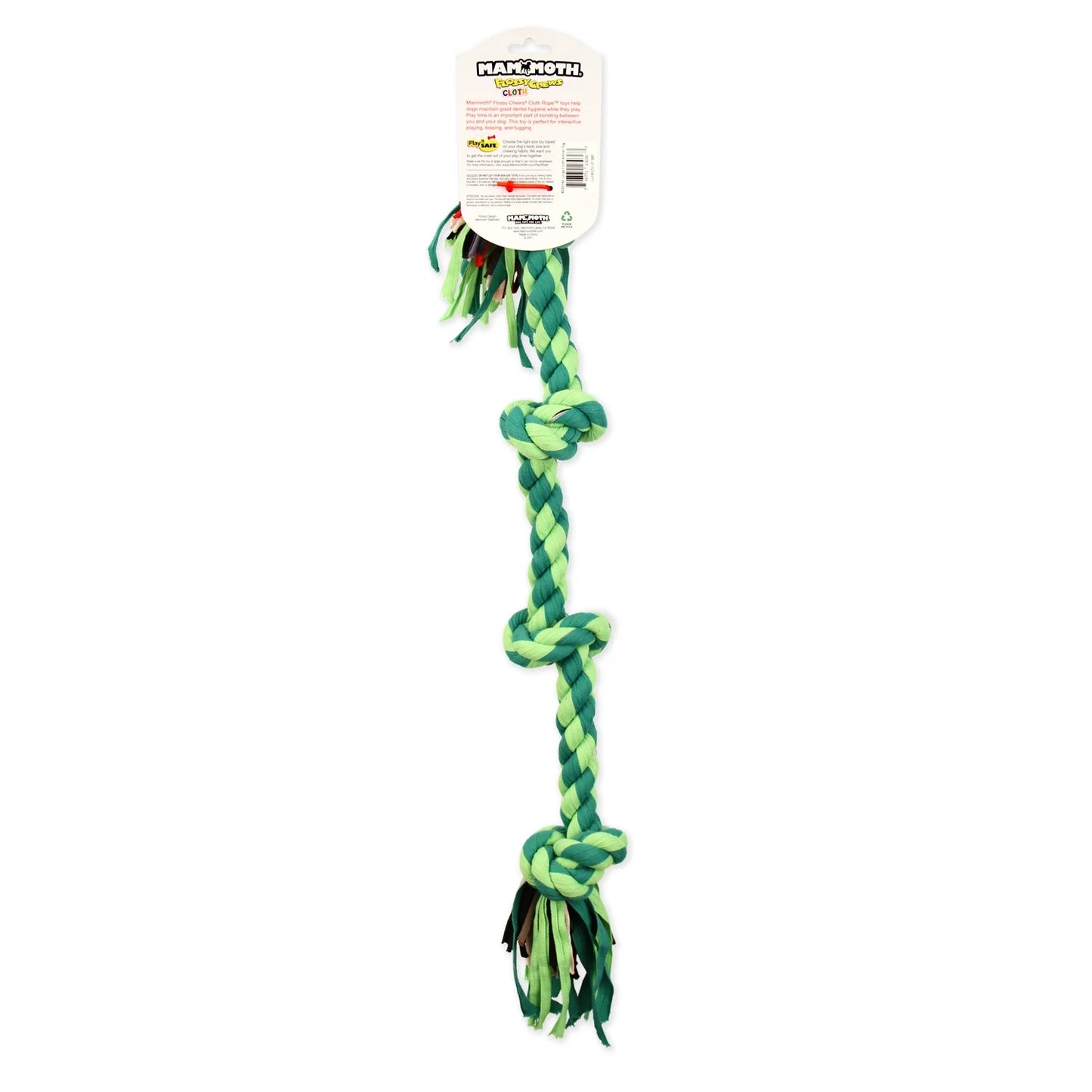 Flossy Chews Large 4-Knot Tug Rope Dog Toy, 27", Assorted Colors