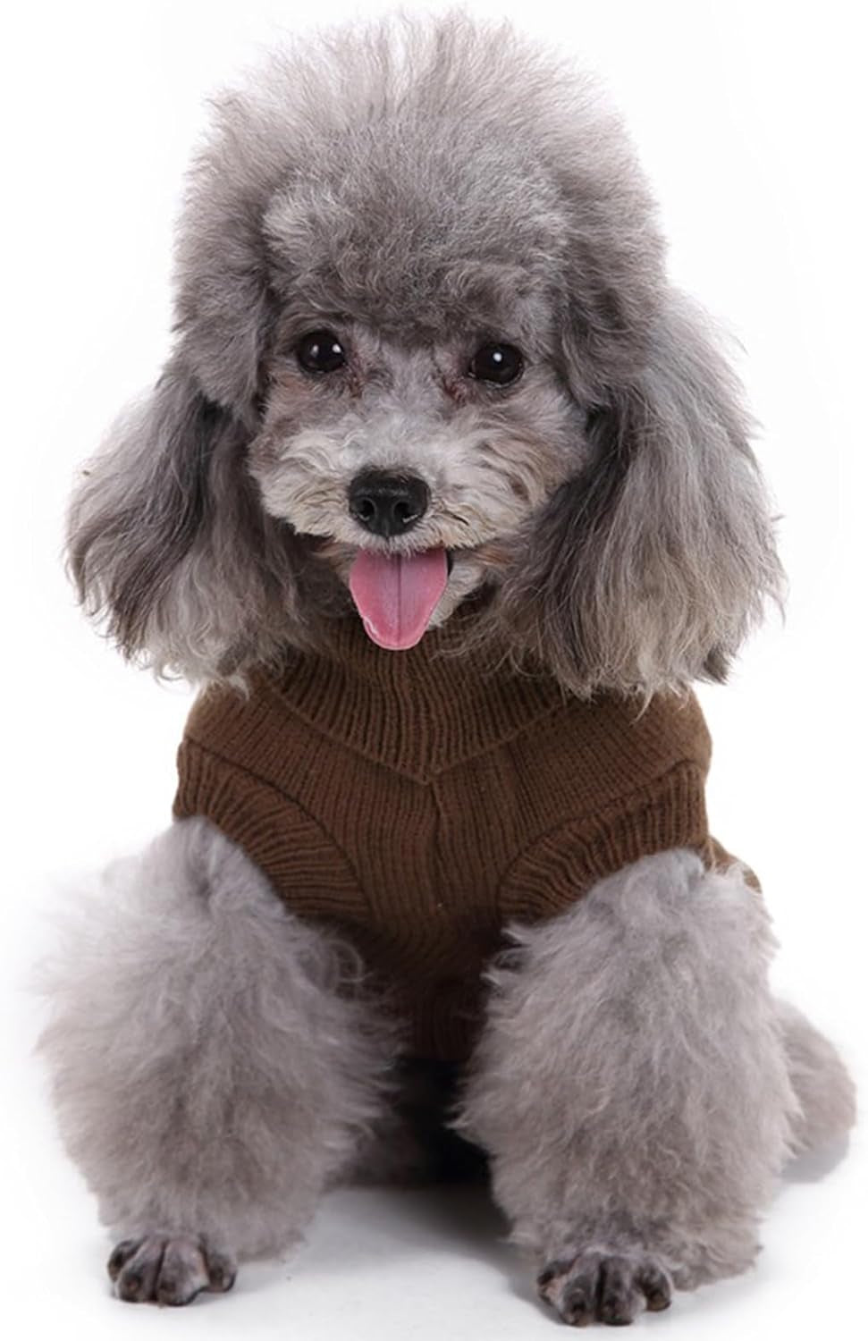 Knitted Winter Sweater for Small Dogs and Cats - X-Small, Brown