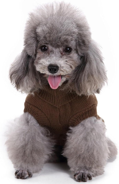 Knitted Winter Sweater for Small Dogs and Cats - X-Small, Brown