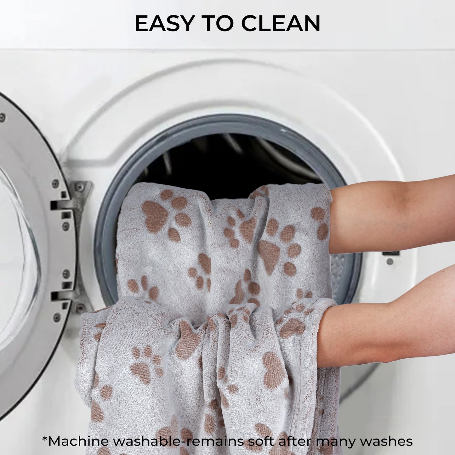 Large Dog Fleece Blanket - Washable Pet Blanket for Bed and Couch Protection with Adorable Paw Print Design
