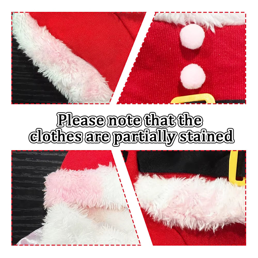 Festive Santa Claus Costumes for Dogs and Cats - Winter Warm Apparel for Chihuahuas, Pugs, and Yorkshires