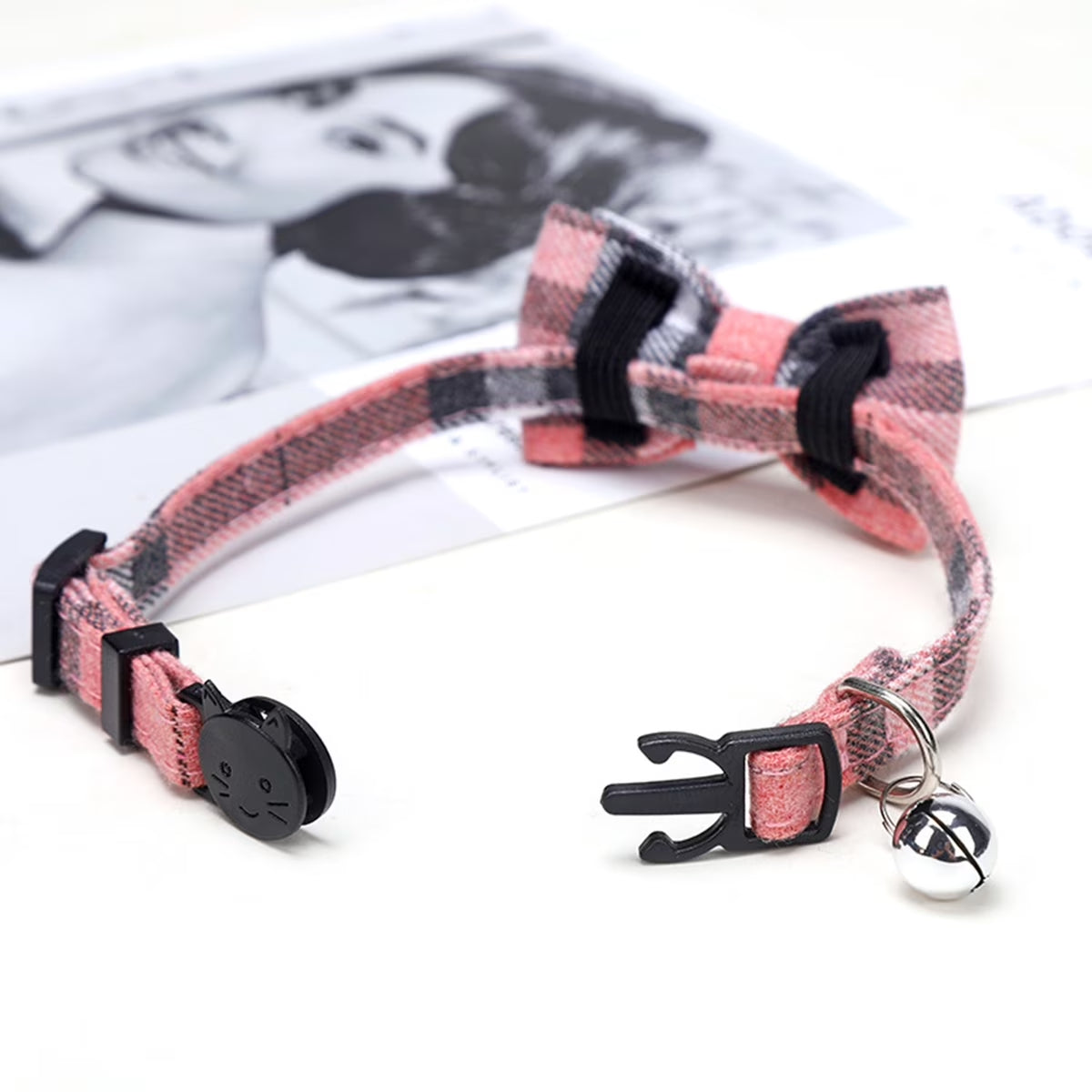 Adjustable Breakaway Cat Collar Kit with Bell and Bow Tie