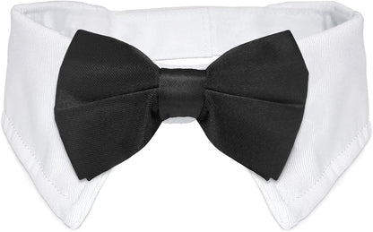 Stylish Adjustable Black Dog Bow Tie and Tuxedo Collar Set - Perfect Formal Wear for Medium to Large Dogs at Weddings and Special Occasions