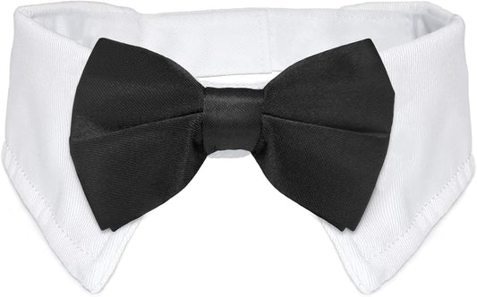 Stylish Adjustable Black Dog Bow Tie and Tuxedo Collar Set - Perfect Formal Wear for Medium to Large Dogs at Weddings and Special Occasions