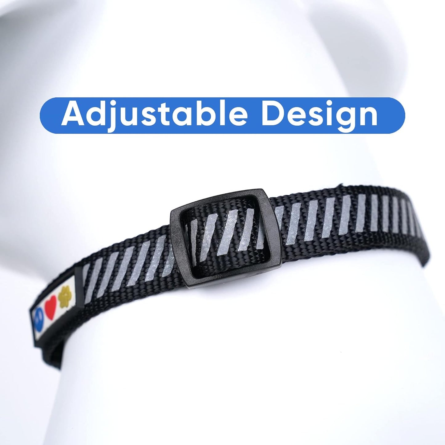 High Visibility Reflective Dog Collar for Extra Small and Small Puppies - Adjustable Heavy Duty Black S Collar