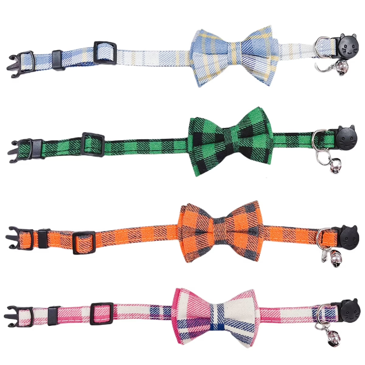 Adjustable Breakaway Cat Collar Kit with Bell and Bow Tie