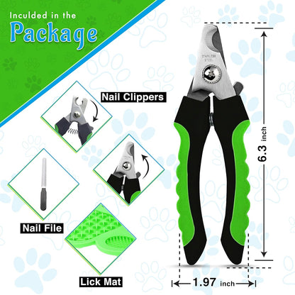 Superfunstuffs Professional Pet Nail Clippers and Trimmers with Nail File for Dogs and Cats - Grooming Tool for All Breeds, Green
