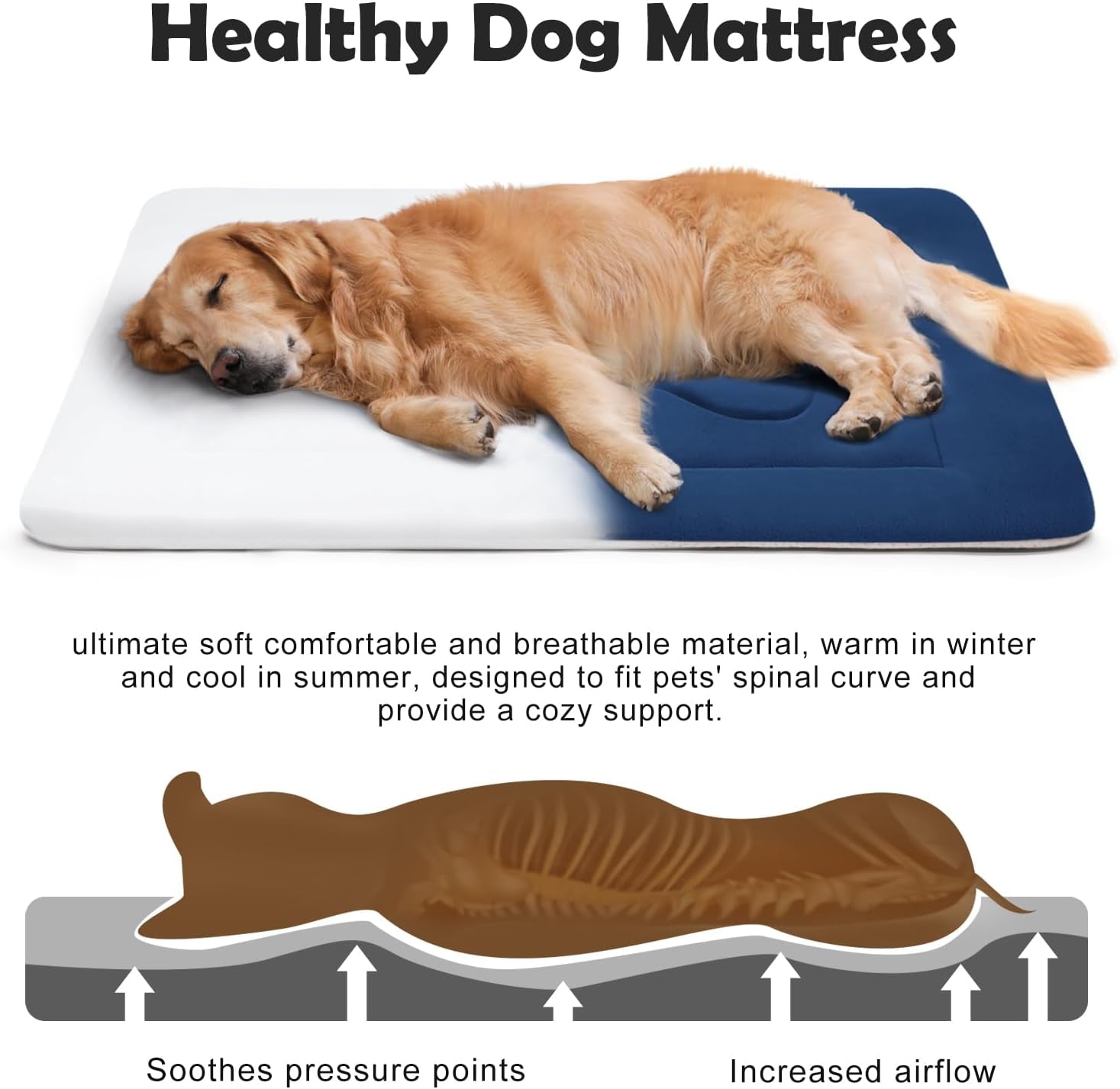 Large Non-Slip Washable Dog Bed Crate Mat - 42 Inch Soft Mattress Kennel Pad