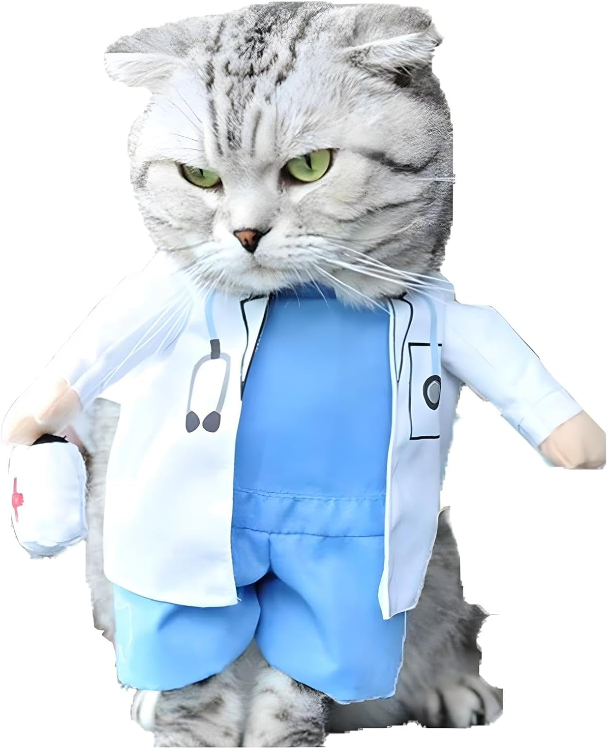Pet Doctor Costume for Dogs and Cats - Halloween Outfit with Jeans (XS)