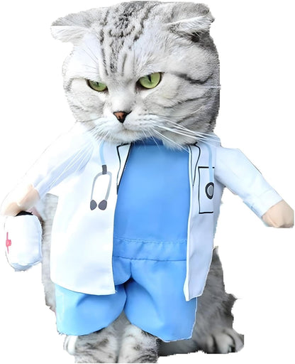 Pet Doctor Costume for Dogs and Cats - Halloween Outfit with Jeans (XS)