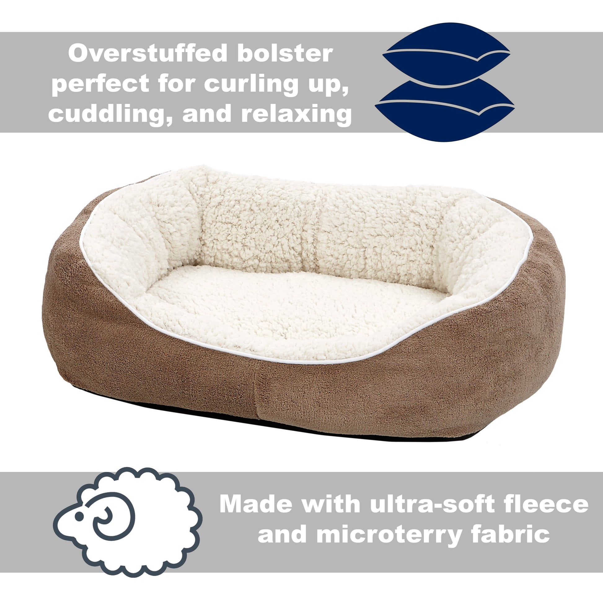 Midwest Homes for Pets Ultra-Soft Fleece Cuddle Bed for Dogs and Cats, Small, Brown