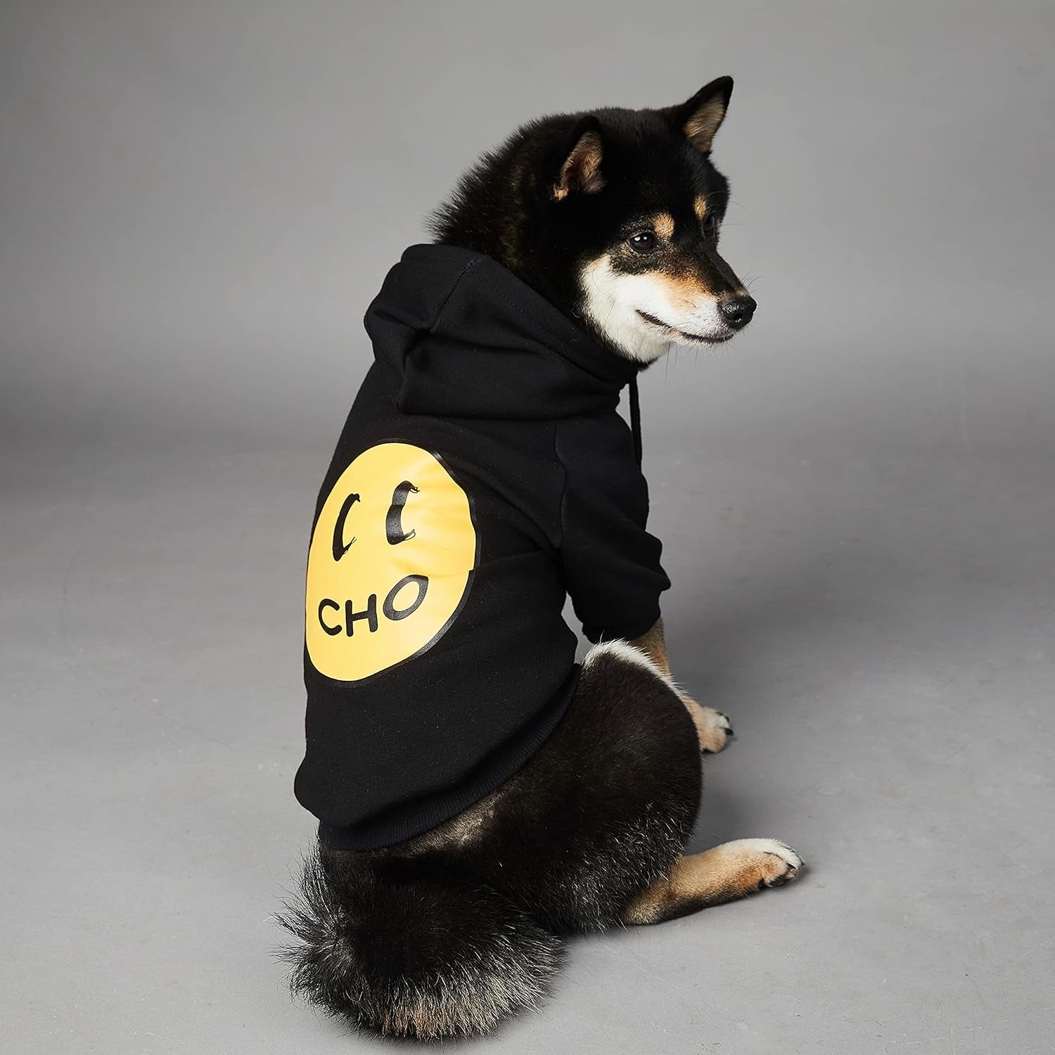 Stylish Smiley Dog Hoodie - Fashionable Cotton Sweater for Small to Large Dogs & Cats (2XL, Black)