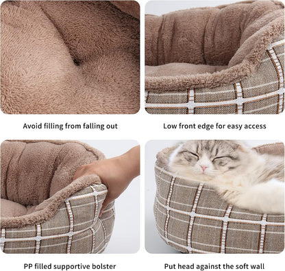 Cozy Medium Dog Bed - Washable 24-Inch Rectangle Pet Cuddle Bed for Cats & Puppies with Anti-Slip Bottom & Removable Cover