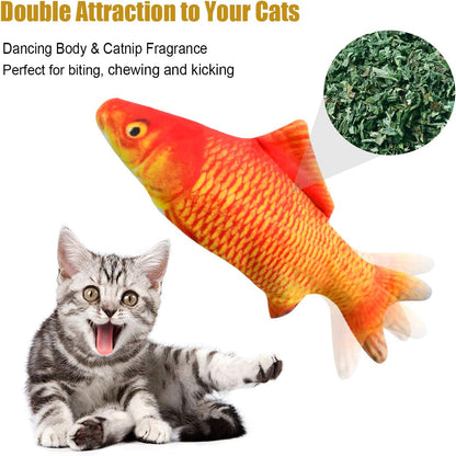 Electric Interactive Plush Fish Cat Toy with Catnip - Realistic Wagging Simulation for Cats and Kittens (Carp)