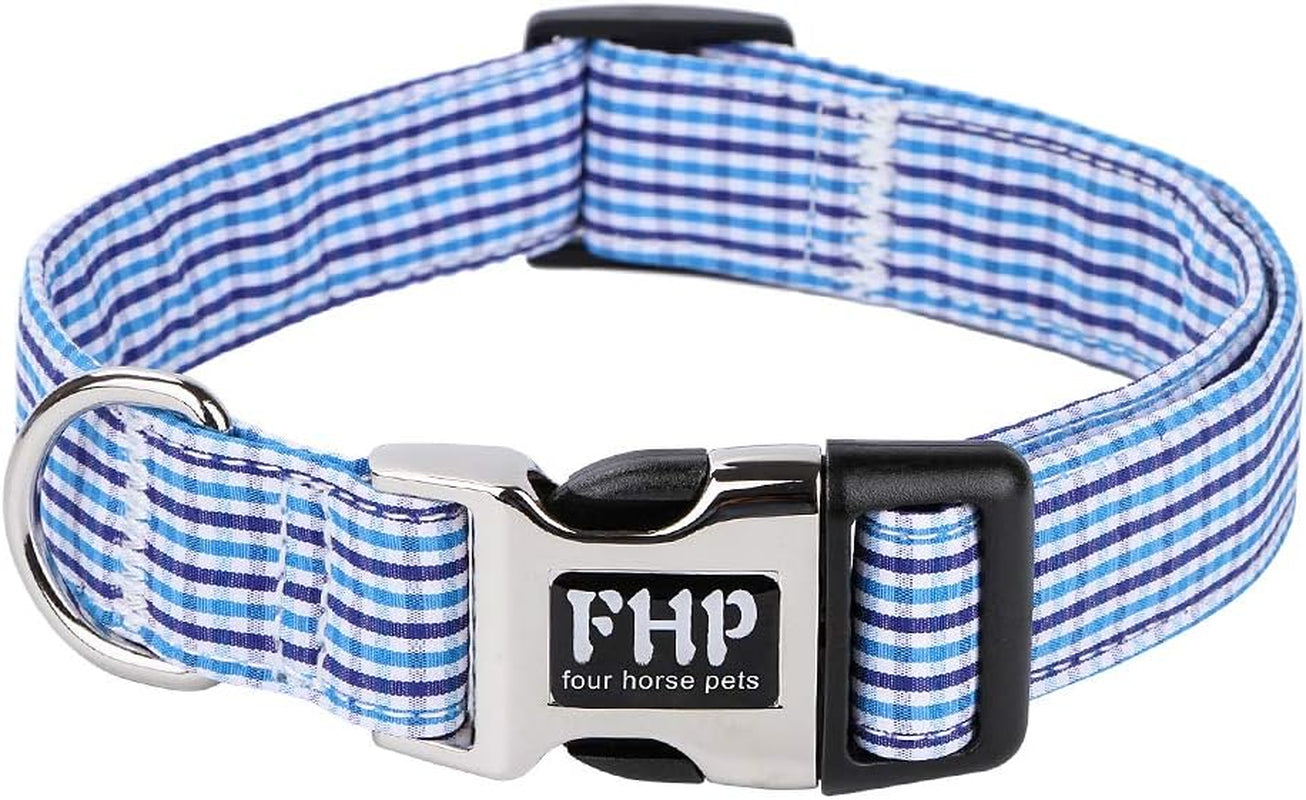 Cute Soft Dog and Cat Collar with Bowtie, Detachable Adjustable Bow Tie Collar Pet Gift (L, Blue Grid)