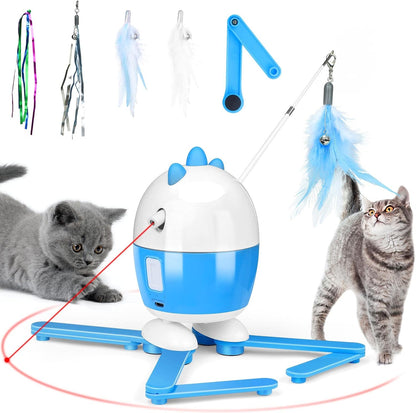 Interactive Cat Toy: 2-in-1 Rechargeable Light and Feather Exercise Toy for Indoor Cats with Adjustable Automatic Features
