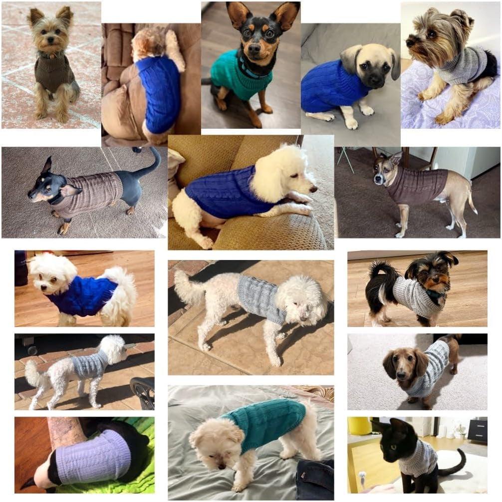 Knitted Winter Sweater for Small Dogs and Cats - Xx-Small, Green