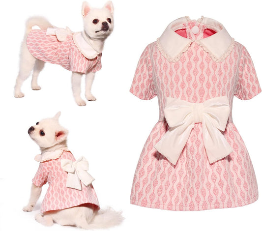 Adorable Pink Valentine's Day Dog Sweater Dress - Cozy & Chic for Small to Medium Female Dogs (Size S)