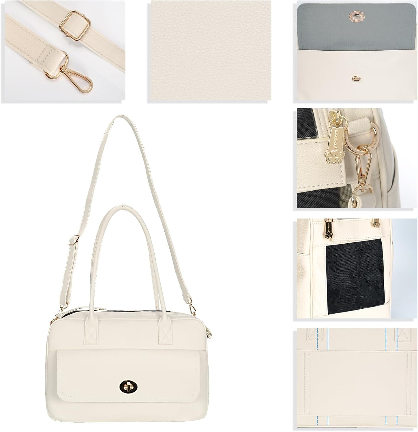 Stylish Soft-Sided Pet Carrier Handbag for Small Dogs and Cats, TSA Airline Approved