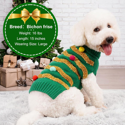 Large Dog Christmas Sweater - Warm Turtleneck Holiday Outfit with Leash Hole for Pets, XXXL Size