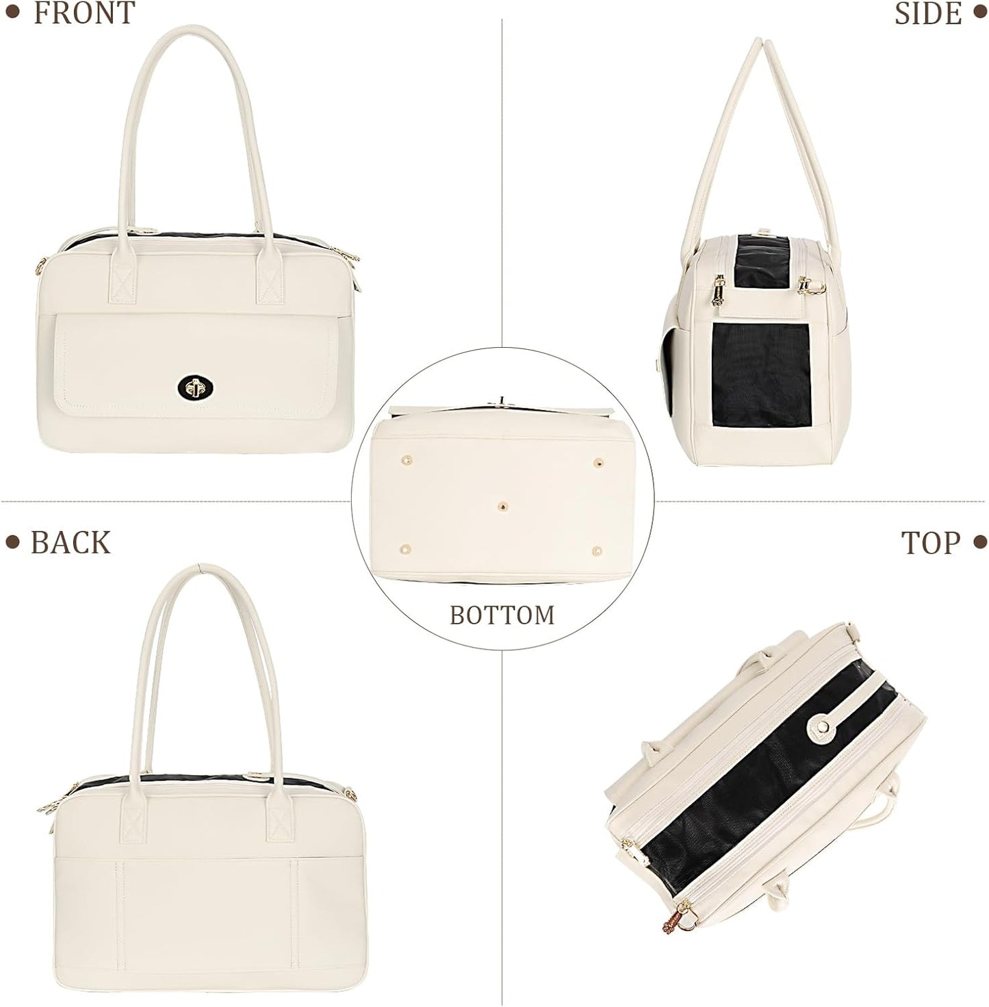 Stylish Soft-Sided Pet Carrier Handbag for Small Dogs and Cats, TSA Airline Approved