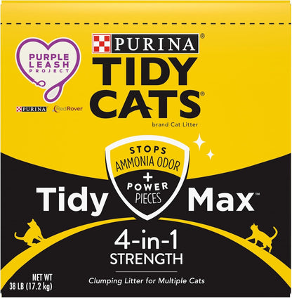 Purina  Clumping Cat Litter, Tidy Max 4 in 1 Strength Multi Cat Litter - 38 Lb. Box