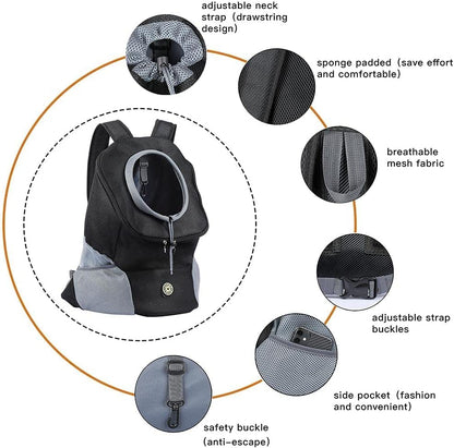 Compact Dog Backpack Carrier for Travel and Hiking with Breathable Head-Out Design and Padded Shoulder Straps