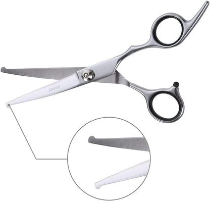 Professional Curved Dog Grooming Scissors with Rounded Tips, 4CR Stainless Steel Pet Shears for Cats, Home Grooming Tools