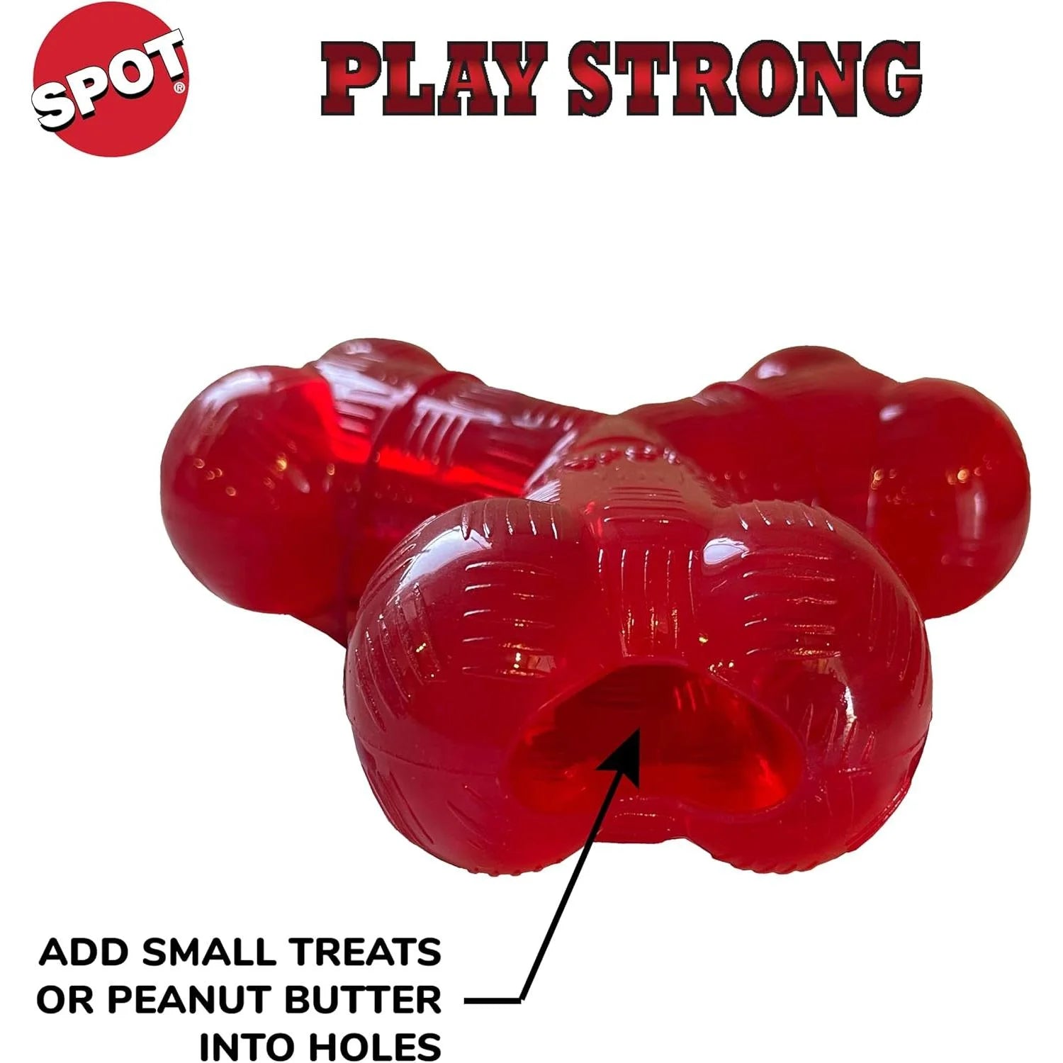 Play Strong Trident Bone Rubber Dog Toy - Y Shape, Durable Chew for Aggressive Chewers with Hollow Center for Treats, 6 Inch